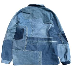 เสื้อแจ็คเก็ตเดนิมวินเทจสำหรับผู้ชายแบบพรีเมียม ตกแต่งด้วยผ้าปะติดปะต่อ สไตล์ลำลอง มีกระเป๋าหลายช่อง เหมาะสำหรับใส่ทำงานหรือใส่ลำลอง สไตล์ยูทิลิตี้ สำหรับผู้ชาย - Product Image 2