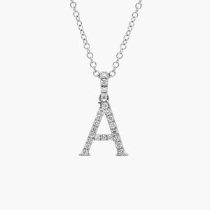 Lab-Grown Diamond Initial A-Z Pendant <b>Necklace</b> InWhite Gold - Product Image 1