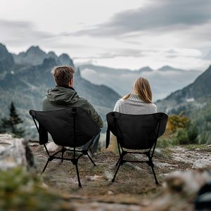 เก้าอี้แคมป์ปิ้งพับได้น้ำหนักเบาสีดำปรับความสูงได้พกพาได้สำหรับผู้ใหญ่-สำหรับการเดินทางตกปลาชายหาดที่มีด้านข้าง - Product Image 3