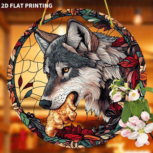 CIFbuy Decorazione Murale Floreale Autunnale Bohemien con Lupo in Acrilico, Tessuta a Mano, Verticale, per Arredamento Casa, Regalo di Ringraziamento, Servizio di Ritiro - Product Image 4