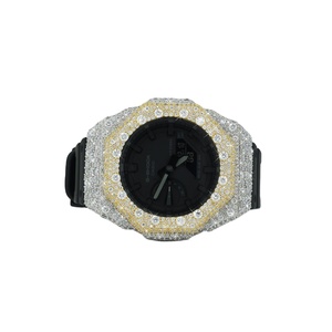 Reloj Analógico de Lujo con Esfera Redonda de Diamantes Moissanite, Semi-Engastado, con Caja de Metal y Cristal Único, Correa de Goma - Product Image 3