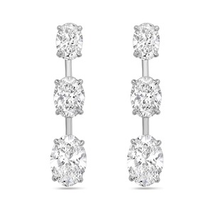 8 CT Lab Grown Diamond Graduated Dangling <b>Earrings</b> Lab grown oval diamonds_ - Product Image 2