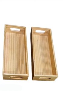 Bandeja de Servir de Madera de Pino con Asas, Ecológica, Rectangular, Duradera, Rústica, Vajilla para Mesa, Suministro al por Mayor - Product Image 2