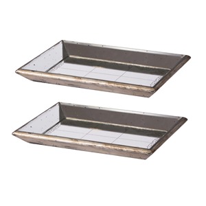 Rectangular <b>Mirrored</b> Metal Storage <b>Trays</b> With Polished Finish Easy To Clean For Table Use 2 Pack - Product Image 3
