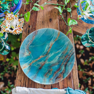 Assiettes décoratives en plastique écologiques SONYA DINNERWARE bleu océan de 13 pouces pour mariage et fête, vente en gros - Product Image 3