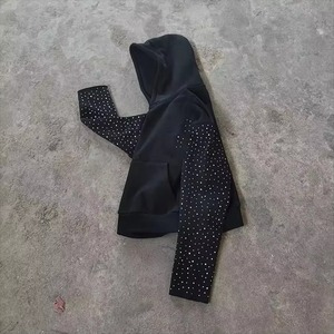 Nouveau Survêtement d'hiver oversize imprimé uni délavé effet soleil avec strass, pantalon évasé superposé et pull, style streetwear, faible MOQ, fournisseur OEM - Product Image 4