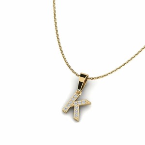 Pendentif lettre K avec incrustation de strass en cristal, argent 925, moissanite, alliage, style hip hop, charme unisexe, cadeau - Product Image 2