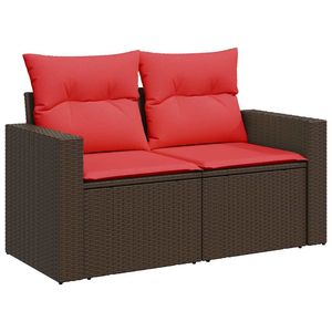 Set di divani da giardino in polyrattan marrone da 11 pezzi con cuscini per mobili da giardino - Product Image 4