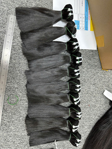 Human Bulk Extensions Natural Black Color Machine Double Weft Super Double Drawn Weave Extensions Virgin Remy <b>Silky</b> Straight - Product Image 5