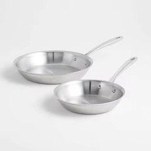 Poêle à frire en acier inoxydable poli miroir brillant avec poignée double fil, base épaisse, pour les repas quotidiens sur cuisinière - Product Image 6
