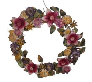 Guirlande de Noël créative suspendue en tôle de fer, faite à la main, écologique, au design moderne, avec fleurs et feuilles métalliques, effet rouille profonde - Product Image 3
