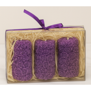 Three small rose <b>pillar</b> <b>candles</b> Soy wax Scented Decoration-for Christmas Easter Birthday & Valentine's Day - Product Image 2