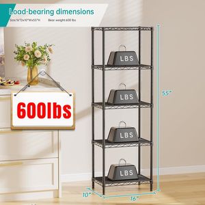 <b>Kitchen</b> <b>Storage</b> Rack Metal Wire Shelving for <b>Kitchen</b> Laundry Bathroom Closet & Pantry Narrow Standing <b>Units</b> Organizers - Product Image 3