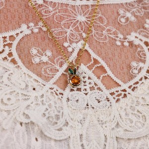 Vintage Citrine Orange Luxury Pendant Emerald <b>Leaf</b> 925 Sterling Silver 14K Gold Plated Tension Set Customizable Fine Jewelry - Product Image 5