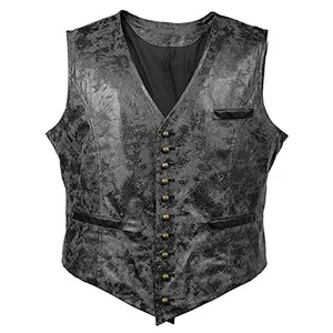 Chaleco Medieval Vintage para Hombre, con Botones, de Cuero Sintético, sin Mangas, para Disfraz de Caballero, TV/Película, Juego de Rol - Marrón XXL - Product Image 2
