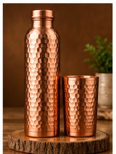 Juego de Termo Oriental de Cobre con Patrón Grabado y Taza a Juego, Botella de Agua Portátil para Viaje - Product Image 5