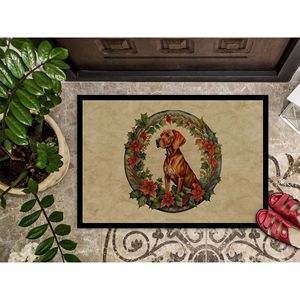 Vizsla Paillasson Fleurs de Noël Paillasson Antidérapant Lavable Low Pile 24H X 36W Tapis de porte avant intérieur et extérieur pour entrée - Product Image 3