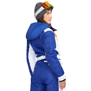 Combinaison de ski unisexe à capuche arc-en-ciel bleu et blanc, une pièce, rétro, imperméable, coupe-vent, polyester/coton, combinaison de snowboard, sports d'hiver - Product Image 2