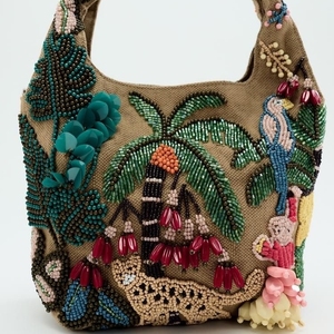 Handcrafted Beaded Coin Purse Tropical Pattern Design Women Fashion <b>Small</b> Pouch <b>Wallet</b> Statement Carry Accessory - Product Image 1