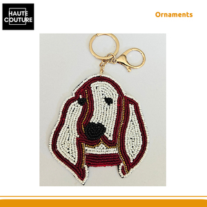 สินค้าหลากหลายประเภท ลูกปัดคุณภาพสูง งานแฮนด์เมด ของตกแต่งเทศกาลแบบแขวน - พวงกุญแจรูปหน้าสุนัขสีขาวหูยาว - Product Image 2