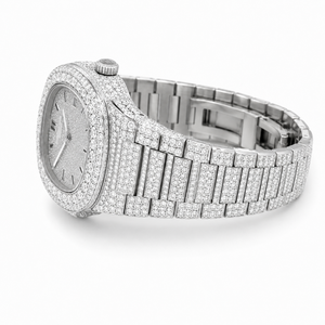 Classic White Tone Moissanite <b>Square</b> Watch Fully Iced Hip Hop Bling VVS Quartz Movement Luxury Stainless Steel Alloy Sapphire - Product Image 5