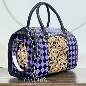 Sac de voyage unisexe tendance 2026 en cuir de vachette fait main, style western à carreaux, sac à bandoulière de luxe - Product Image 1