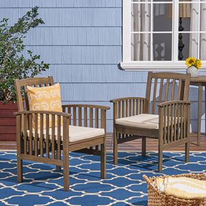 CASA ACACIA Ensemble de 2 chaises de salle à manger avec 2 coussins, ensemble de meubles de patio - Product Image 4