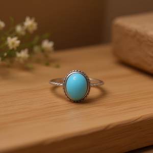Belle bague en turquoise bleue, poids 2,2 grammes - Product Image 3