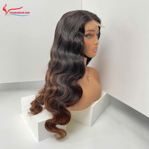 Perruque Premium Ombrée Body Wave en Cheveux Humains, Extensions de Cheveux Vietnamiens, Perruque Sans Colle 6x6 HD Lace, Aspect Naturel Doux - Product Image 6