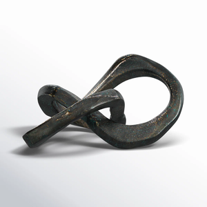 Sculpture moderne ronde en aluminium poli plaqué or de luxe pour la décoration de la maison, du bureau et du salon - Product Image 4