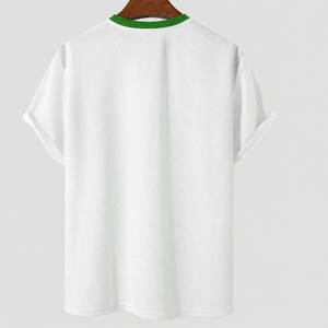 T-shirt décontracté à manches courtes pour homme, col rond, tricoté, coupe classique, color-block vert bleu blanc, bordure contrastante, polyester, séchage rapide - Product Image 4