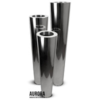 Ensemble de pots de fleurs au design minimaliste moderne en acier inoxydable finition miroir, avec trou de drainage, durable, écologique, léger, pour le jardin