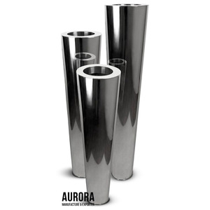 Ensemble de pots de fleurs au design minimaliste moderne en acier inoxydable finition miroir, avec trou de drainage, durable, écologique, léger, pour le jardin - Product Image 2