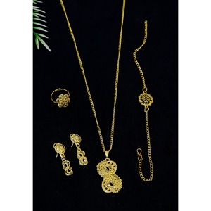 Ensemble de mariage de mariée plaqué or Dubaï d'inspiration indienne pour femmes cadeau fournitures de bijoux pour enfants filles ensemble complet léger en gros - Product Image 2