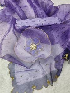 ผ้าส่าหรีอินเดียผ้าสวมใส่สบายผ้าทอแน่นดีไซน์ล่าสุดสำหรับงานปาร์ตี้ - Product Image 3