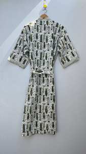 Robe d'été indienne en coton imprimé à la main, style kimono, bohème, légère, décontractée - Product Image 5