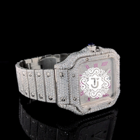 Montre de luxe à affichage analogique en moissanite VVS de fabrication indienne, bracelet en acier inoxydable de 20 mm, disponible au meilleur prix