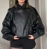 Veste pour femme de qualité supérieure, élégante, personnalisable, en cuir PU avec fermeture éclair, pour l'hiver, vente en gros, vêtements de mode pour femmes