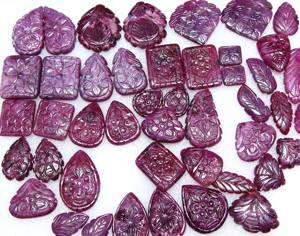 ผู้ค้าส่งพลอยทับทิมแดงธรรมชาติแกะสลักคู่เหมือนกัน คู่พลอยทับทิมแดงแกะสลักสวยงามสำหรับทำเครื่องประดับ - Product Image 1