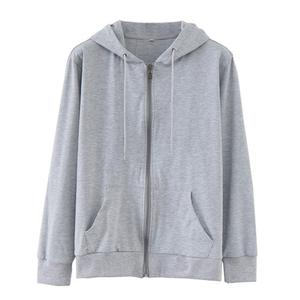 Sweat-shirt cardigan à capuche surdimensionné pour femme avec haut à manches longues zippé solide pour sweat à capuche gris printemps - Product Image 1