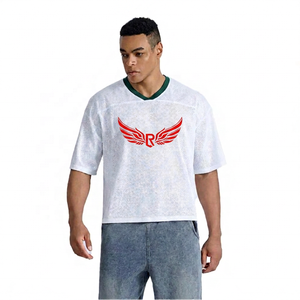T-shirt pour homme à col en V blanc à manches courtes 100% polyester tricoté respirant décontracté couleur unie coupe classique - Product Image 5