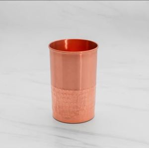 Pure Copper Double Wall Eco-Friendly Vintage Hammered Glass Lacquered Tumbler <b>Straw</b> Handle for Shine Protection Traditional Look - Product Image 5