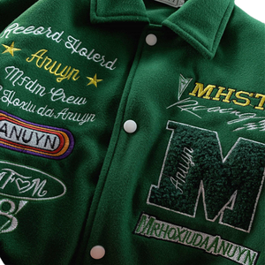 Custom Wool Wholesale Baseball Street Chenille Patch Embroidery Vintage Baseball Letterman Varsity Jacket With Leather Sleeve - Product Image 2