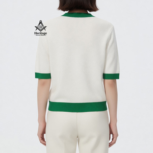 HMR Vêtements grecs personnalisés pour femmes, cardigan en acrylique écologique vintage blanc et vert contrasté pour l'hiver - Product Image 6