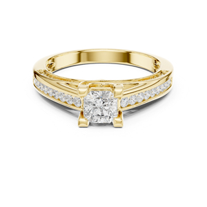 แหวนเพชรทรงกลมสีขาวทองคำขาว 14K สำหรับผู้หญิง |   ชุดลำลองสำหรับใส่ทุกวัน |   เพชรที่เพิ่งเพาะเลี้ยง - Product Image 3