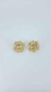 Pendientes de moda Royal Fashion, chapados en oro rodio, con diseño de flor Kundan, joyería de diseño para mujer. - Product Image 3