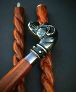 Canne de marche en bois avec tête de bouledogue, poignée en laiton massif, bois dur de luxe, réglable, pour extérieur, pour gentleman, vente en gros OEM - Product Image 1