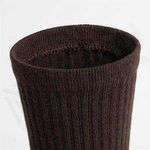 Brown Crew <b>Socks</b> Solid Color Knitted Breathable Polyester Spandex <b>Men</b> Women Daily Wear Casual Autumn Season Standard Thickness - Product Image 4