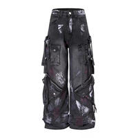 Jeans larges vintage personnalisables pour hommes - Denim délavé écologique avec broderie, service OEM, couleurs et designs sur mesure