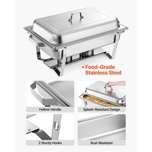 Set di 2 Chafing Dish in Acciaio Inossidabile da 9 Qt con Controllo Automatico della Temperatura e Manico Cavo - Product Image 4